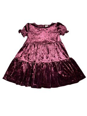 Oshkosh Velvet Tiered Dress Girls Sz 3 T Short Sleeve